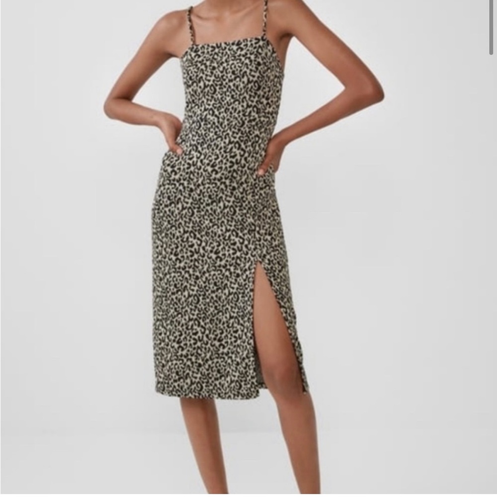 ZARA Leopard Print MIDI Square Neck Dress